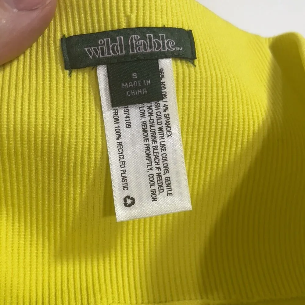 Wild Fable Yellow Ribbed High Rise Bike Shorts W2